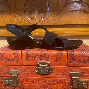 Dressy stretch wedge sandals